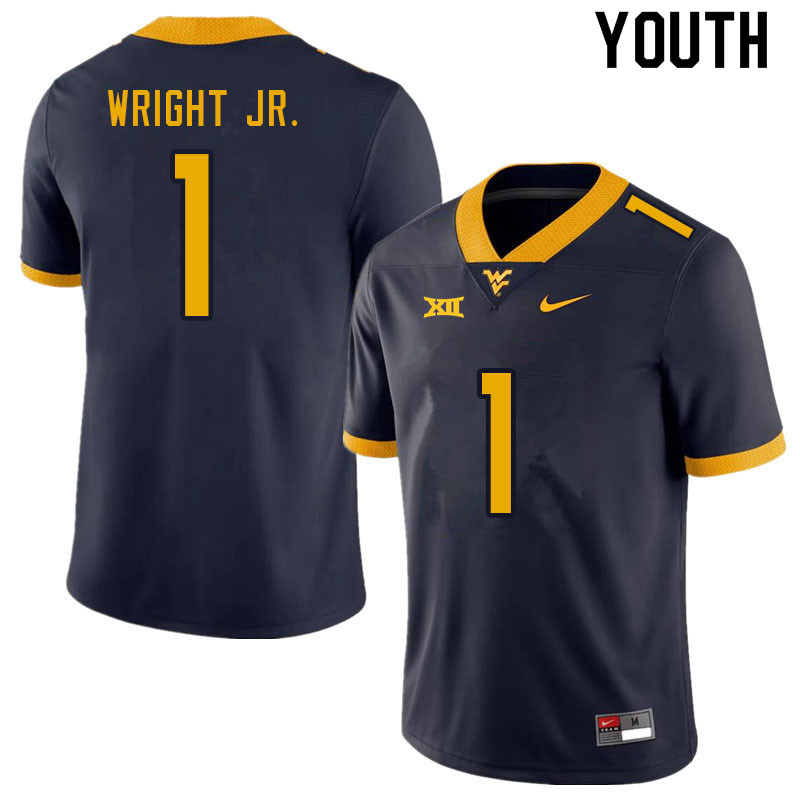 Youth #1 Winston Wright Jr. West Virginia Mountaineers College Football Jerseys Sale-Navy